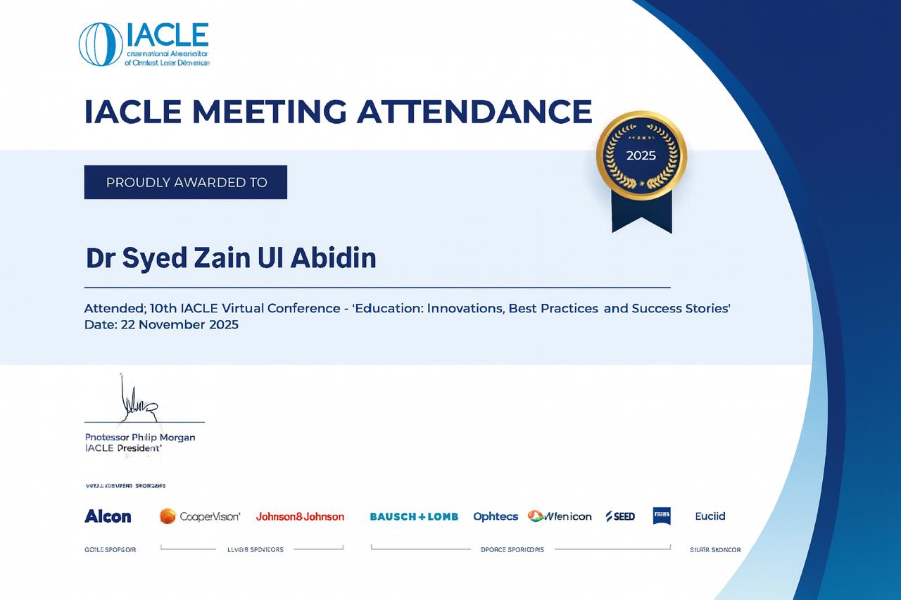 IACLE Meeting Attendance Award — Dr. Zain Ul Abidin